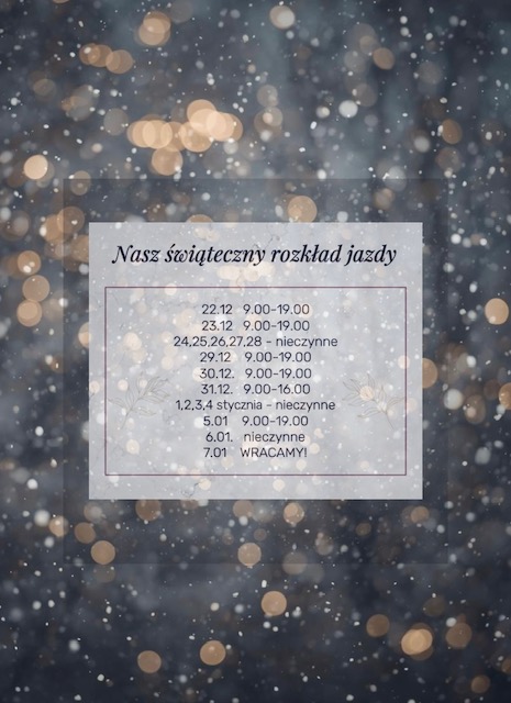 Godziny pracy w okresie świątecznym